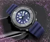 мужские кварцевые часы с датой дня, 45 мм, мягкий резиновый ремешок, высококачественные дизайнерские наручные часы большого размера, сапфировые супер заводские часы, наручные часы с таймером ночного свечения