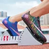 Chaussures Men Track Training Training Spikes Chaussures Femmes Athlète Running Nail Newspaper Graffiti Shoes Mens Mens Spike Racing Sneakers