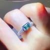 Cluster Rings YUZBT 18K White Gold Plated 1 Excellent Cut Diamond Past Green Moissanite Emerald Ring For Women Wedding Jewelry