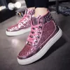 Casual Shoes Women High Top Sneakers Gold Silver Glitter Casaul Soe Up Platform Sequin Rivets Lovers