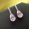 Brincos de garanhão 925 prata esterlina rosa diamante feminino moda gotas de água simples jóias de casamento