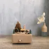 Pudełka Bożego Narodzenia drewniane ręcznie cranked muzyczne pudełko karuzelowe ozdoby muzyczne ozdoby dziecięce