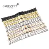 Carlywet 20 21mm hela silverguld Rose Gold Black 316L Solid rostfritt stål Watch Band Belt -armband för 1245Y