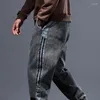 Herr jeans man cowboy byxor sträcker överdimensionerade elastiska byxor harem 2024 mode buggy wide ben koreansk stil trend retro i