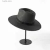 Hoeden met brede rand Emmerhoeden 2023 Nieuwe effen band Panama strohoeden voor dames Zomer strandhoeden Brede rand zonnehoed Begrafeniskerk Derby Fedora Cap UPF50 + L240322