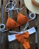 Kvinnors badkläder Summer Sexig baddräkt Braid Bikinis Set Vintage Print Feminine Bikini Chic vadderad brasiliansk baddräkt