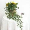 装飾的な花1pc 95cm人工vinesプラスチック花柄のシミュレーション植物緑の植物垂れ下がっている葉の葉大根のテーブル