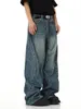 REDDACHiC Cucitura attorcigliata Jeans larghi da uomo Retro Baffi blu Patchwork Gamba larga Pantaloni oversize casual Skater Hiphop Streetwear 240320