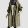 2024 Trenchcoat für Frauen eleganter Windbreaker -Kapuze -Mantel Herbst Feder Jacke Loose Outwear Koreanischer Stil Abrigos Para Mujeres 240415