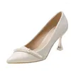 Dress Shoes 2024 Wedding Shoe Tip With Pearl Comfortable Simple Sexy Style High Heels Light Mouth Solid Color Fashion