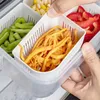 Storage Bottles 2 Pcs With Lid Food Container Sets Easy To Use Square Grey Veggie Tray 4 Removable Compartments Snack Vegetables