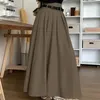 Skirts Hsa Vintage Solid Color High Waist Halfskirt Women's Autumn/Winter Loose Swing Pleated Skirt A-line Long Saia