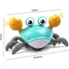 Crawling Crab Baby Toys With Music Led Light Up Musical för småbarn Automatic Undvik hinder Interaktiva barn 240319