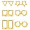 Boucles d'oreilles créoles 1 à 6 paires minimalistes en acier inoxydable, ensemble de Huggies géométriques délicates carrées, Triangle, étoile, rectangulaire, pour hommes et femmes