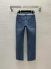 Jeans da donna Tasca in tessuto con fettuccia sull'orlo in rilievo con frange elasticizzate Gamba dritta sottile G23122287