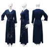 Etnische kleding Moslim Dames Comfort Basic Diamond Robe Jurk Lange mouw V-hals met riem Near East Dubai Saudi Abaya Festival