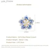 Pins Brooches Fashionable And Elegant Blue Flower Brooch Sparkling Snowflake She Personalized Brooch Blossom Suit Coat Temperament Pins L240323