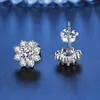 100% Real 925 Sterling Silver Moissanite Sunflower Earrings Women Luxury Fashion Lab Diamond Stud Earring Jewelry Gift brincos