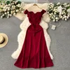 Lässige Kleider Foamlina Red Prom Kleid für Frauen 2024 Rüschenkante Sexy Eine Schulter Slim Fit Lange Schlitz Abend Party