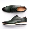 Skor fyra säsonger nya män skor brogue casual män äkta läder gröna formella skor arbete företag oxford casual sneakers