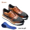 Chaussures décontractées Design baskets pour hommes en cuir véritable et tissu Patchwork à lacets marron Brogue Oxford robe pour hommes