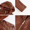 Fashion Women Leather Hooded Jacket High Quality Soft Thin Woman for Sale