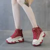 Casual schoenen tennis voor dames 7 cm echt leer Papa 2024 Trends damessneakers met dikke zolen en platform