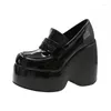 Dress Shoes Y2K Korean Gothic Chunky Black High Heels Mary Jane Shoe Aesthetic Kawaii Lolita Round Toe Loafers Pumps Platform Women