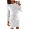 Casual Dresses Women Winter Long Sleeve Solid Sweater Fleece Warm Basic Short Mini Dress Sexy