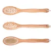 Exfoliating Wooden Body Massage Shower Brush Natural Bristle Bath Brush SPA Woman Man Skin Care Dry Body Brush Long Handle 240312