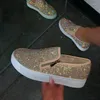 Zapatos informales con diamantes de imitación brillantes para mujer, zapato único, europeo y americano, fondo plano, cremallera lateral, suela gruesa vulcanizada, 2024