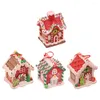 Statuette decorative in miniatura di Natale, pan di zenzero, villaggio, casa, albero di Natale, ciondolo appeso, decorazione dell'anno di Natale