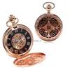 Orologio da tasca di design con griglie cinesi vuote in oro rosa di lusso Orologio da taschino meccanico a carica manuale con catena regalo per donna Uomo Reloj de bolsillo