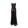 Robes décontractées Noir Occasion formelle Maxi Appliques pour les fêtes de danse Longue élégante et belle robe de femme LB013