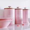 3st/Set Storage Tanks Dust-Proof Bambu Cover redskap Multifunktion Sugar Box Case House skulle kunna flaska Mason Candle Jars med lockrosa tekaffe