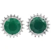 Stud Earrings 18x18mm Lovely Cute Green Emerald Blue Sapphire Red Rubies White CZ Daily Wear Silver