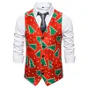 Mäns västar julvästårstryck 3D Santa Claus Casual plusstorlek Slit ärmlös manlig jacka Waistcoat