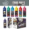 Original Puff 12000 Fluum Tornado Box 12000 Puffs E Cigarettes Starter Kit 12K Big Vaporizers Disponible Vape Mesh Coil LED Lights 20 Ml Förfyllda Pods Bang Box Vapes