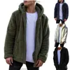 Jaquetas masculinas casuais masculinas inverno quente urso de pelúcia bolso casaco de lã com capuz outwear solto plus size coatmens