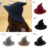 BERETS 2024 EST KVINNER Modern Witch Wool Hat Foldbar kostym Sharp Pointed Felt Halloween Party Hats Warm Cap