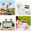 Accessories custom LGBT hand flag 100Pcs 14*21Cm plastic Stick Rainbow Hand flag Gay Lesbian Homosexual Bisexual Pride hand flag