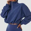 Sweat-shirt à col roulé pour femmes, haut court et ample, surdimensionné à manches longues, avec fermeture éclair, pour Sport en plein air, course à pied, Gym, 240318