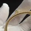 Nagelbangle kvinnor och mäns nagel full diamant 18k guldpläterad lyxarmband med diamantpar par smycken gåva storlek 17 och 19q1