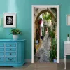 Adesivos 3d criativo pedra escadas porta adesivo para quarto sala de estar renovação porta de madeira à prova dwaterproof água mural casca e adesivo decorativo