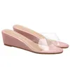 Summertransparent Slipper Fashion Bekväm kilar Sandal Lowheeled 45 cm grunt kvinnor Slides strandskor 240318