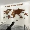 Autocollants muraux carte du monde 3D en acrylique, couleur unie, cristal, mur de chambre à coucher avec salon, salle de classe, idées de décoration de bureau