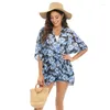 Kvinnors blusar Summer Swimsuit For Women Vintage Floral Chiffon Shirts Casual Sunscreen Blouse Loose Shawl Kimono Cardigan Boho Tops