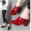 Casual Shoes Summer 2024 Women Slipper High Heel Sandal Ladies Quality PU Leather Slides Pumps