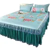 Ensemble de 3 pièces, couvre-lit moderne bleu Royal, jupe de lit fraîche, draps lavables en Machine, avec bande élastique, pour Queen et King Size, 240314
