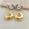 Stud Earrings Stainless Steel Oversize Chunky Round Circle Clip Earring For Women Gold Color C Shape Ear Cuff Tube Thick Earclips Jewelry